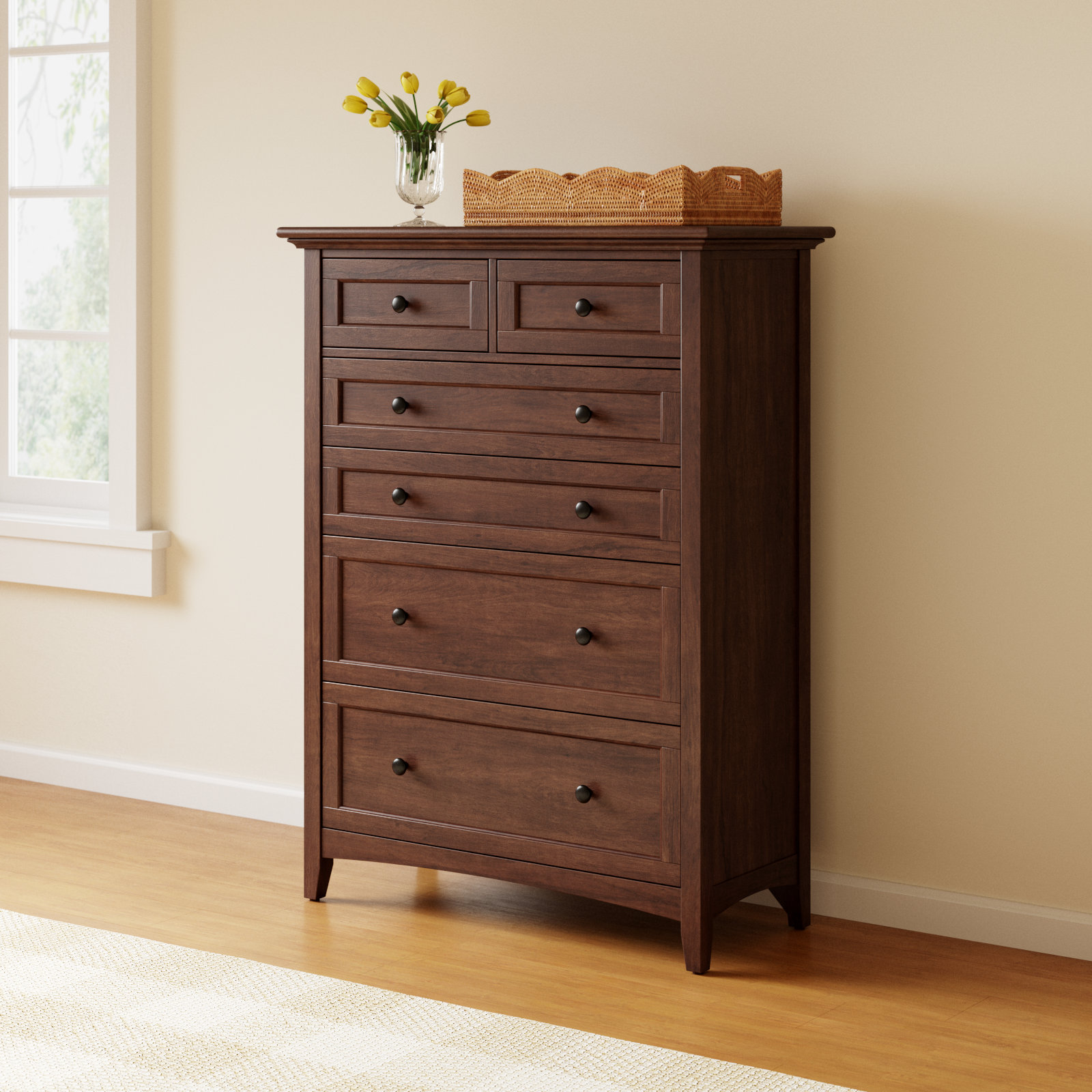 Melusina 6 Drawer Chest, Cherry Brown