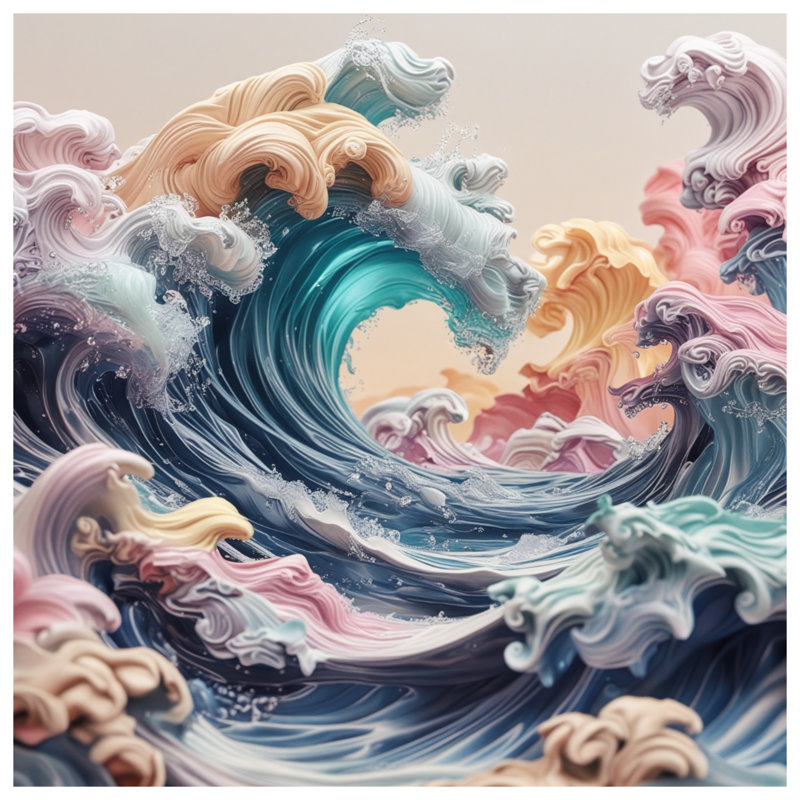 Tapisserie murale colorée «Ocean Waves», H 68 po x l 80 po avec 4 œillets