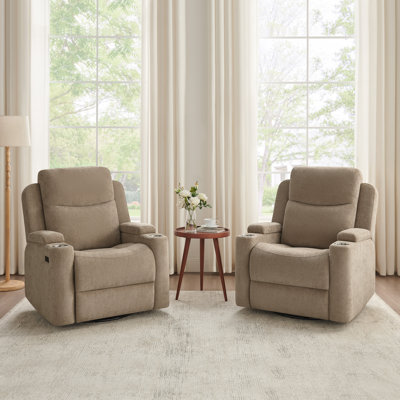 Fauteuil inclinable électrique avec fauteuil berçant, oscillant et pivotant, porte-gobelets intégrés, ensemble de 2
