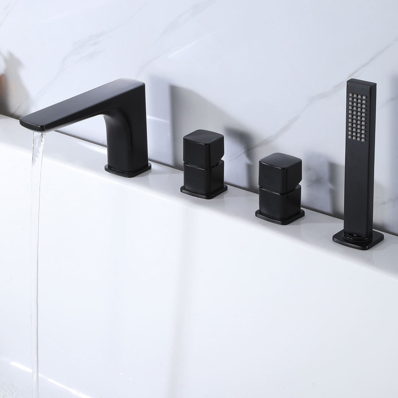 Douchette pour baignoire à deux poignées, Noir mat