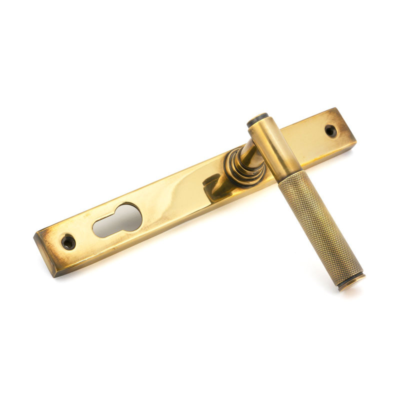Brompton Keyed (Entry) Right Hand Door Handle, Aged Brass, Right