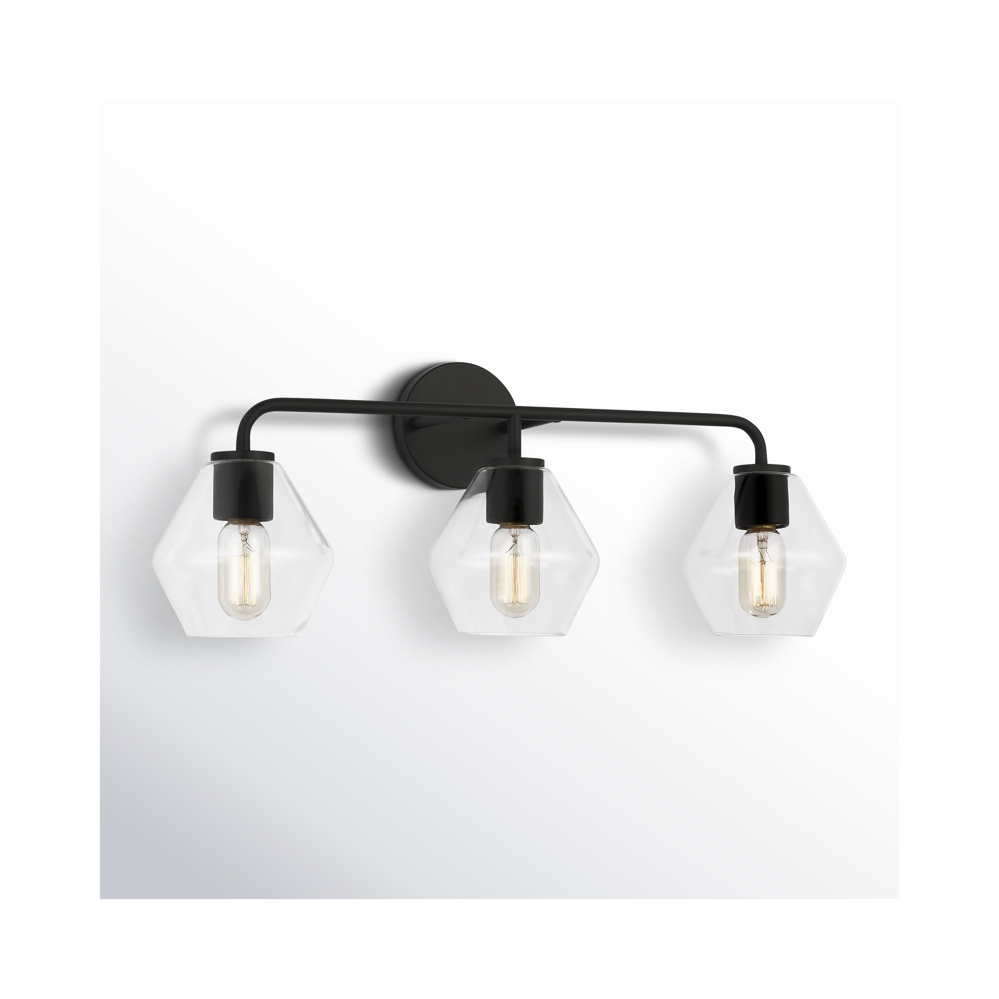 Rooks 3 - Light Dimmable Vanity Light, Midnight Black, Clear