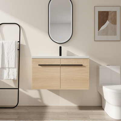 Meuble-lavabo 24 po avec lavabo en résine - Armoire et rangement modernes