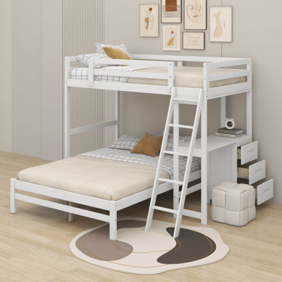 Twin Over Full Bunk Bed With Desk And Drawers