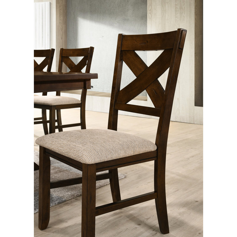 Chaises de salle à manger en bois massif, paire de noisettes foncées, sièges rembourrés en mousse avec accoudoirs texturés brun clair l 17 po x l 18,5 po et H 39,5 po, matériau de rembourrage