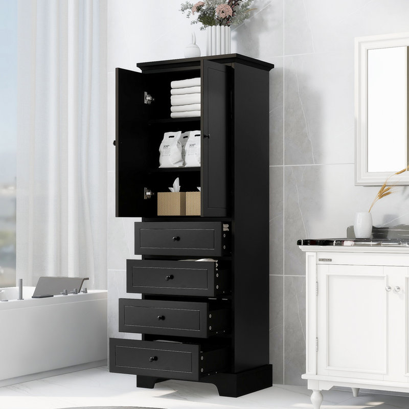 68.1'' Kitchen Pantry Bathroom Cabinet Bathroom Storage Cabinet, Black