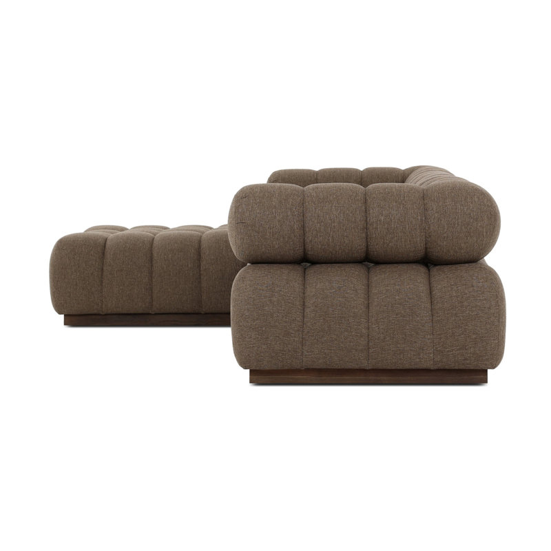 Roma Outdoor 3Pc Sectional W/ Ottoman-Hayes Cream, Ellor Brown Cushion/Stained Saddle, Left Hand Facing