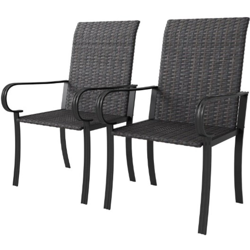 Élégantes chaises de patio en rotin Pe, structure en acier pour le confort extérieur et intérieur