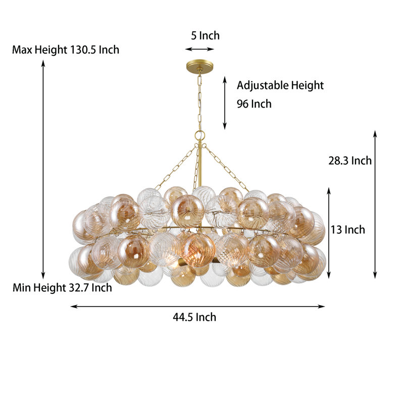Constantine 3 - Light Dimmable Glass Globe Bubble Chandelier, Gold