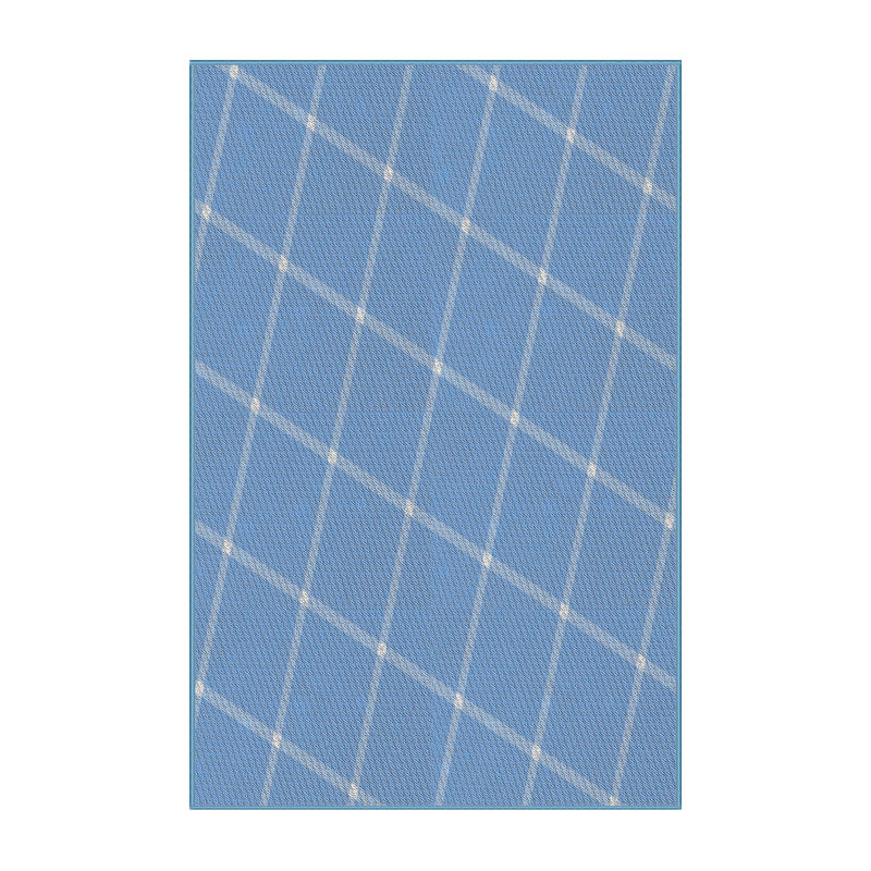 Tapis bleu tissé à la machine, Rectangle 7 pi x 9 pi