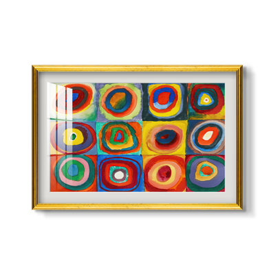 Étude des couleurs : Carrés à cercles concentriques, 1913 - Wassily Kandinsky - Encadré sous verre acrylique, grand format, idéal pour le salon.