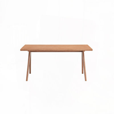 Patio Dining Table With Wood Rectangular Top and 4 Wood Legs