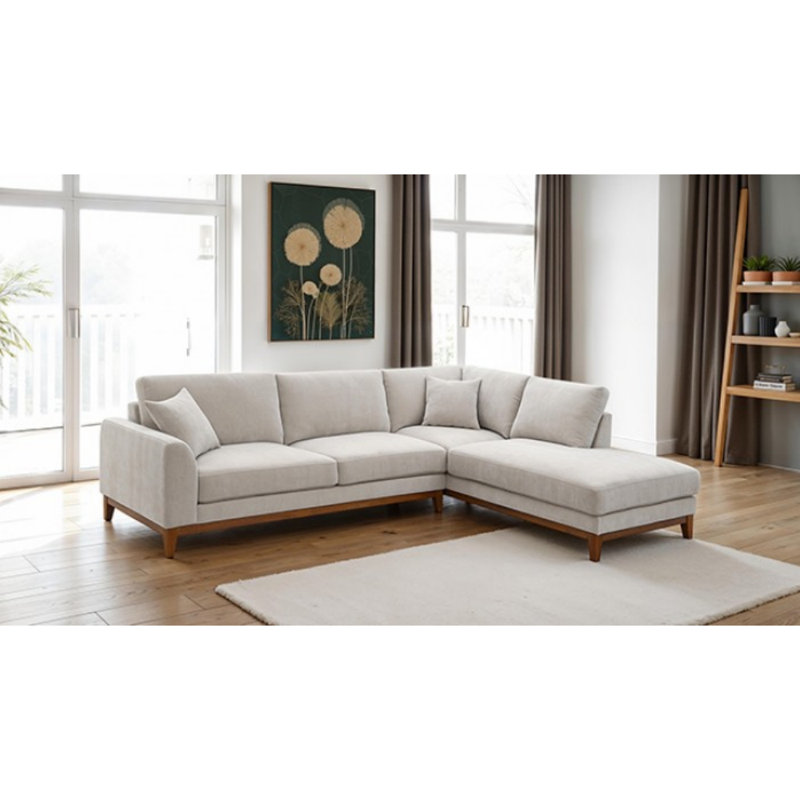 Canapé modulaire Subhaan, Chenille gris pâle, Orienté à droite
