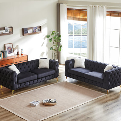 Élégant velours 6 places avec design à la main, coussins en mousse et pieds en métal