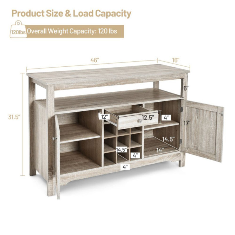 Alturas Wide 1 Drawer Server, Gray