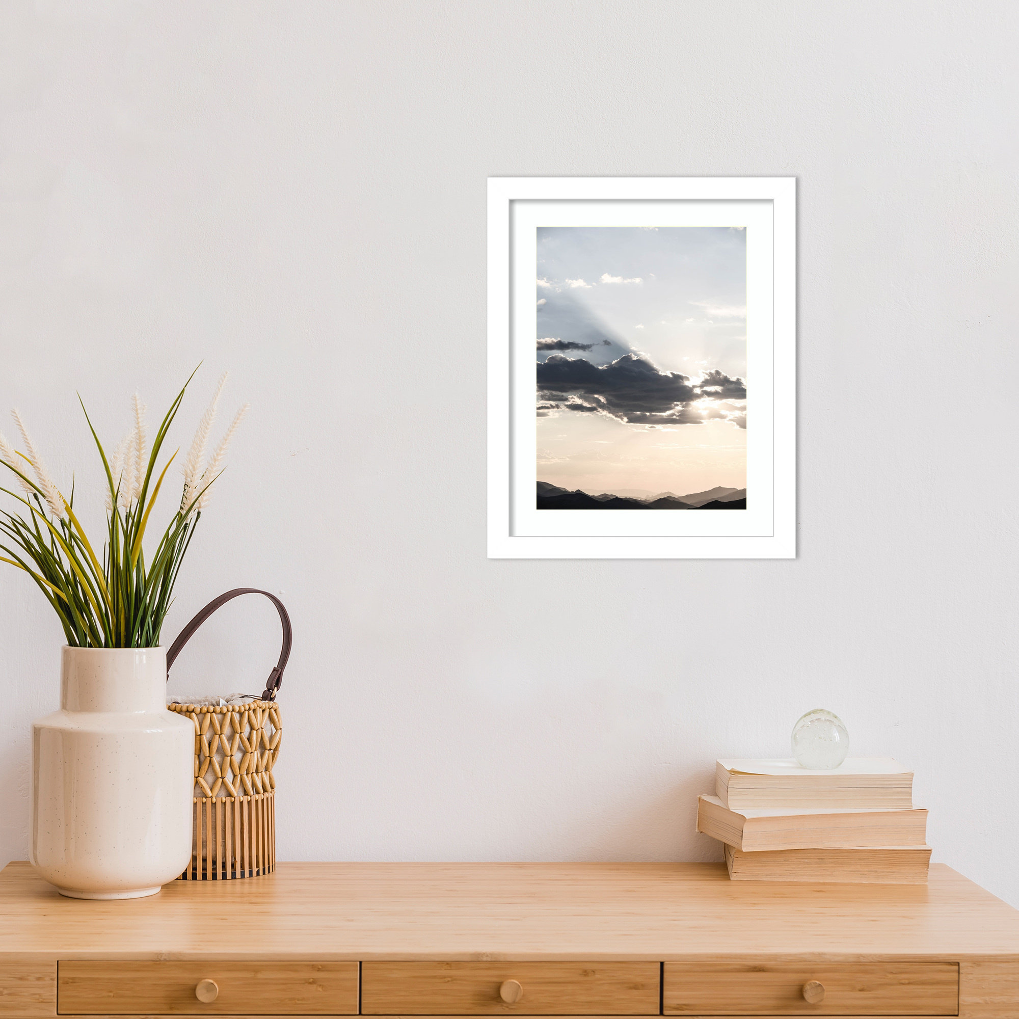 Sonstraal Sunset by Shot by Clint Wood Framed Wall Art Print, 13" H x 11" W, White 