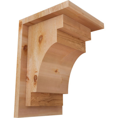 8"W x 8"D x 12"H Mediterranean Rough Sawn Corbel w/Backplate, Western Red Cedar