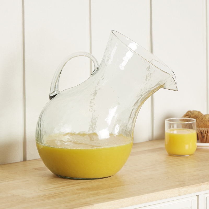  Pichet en verre soufflé à la main transparent H 12 po transparent, Grand