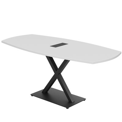 Table de conférence Pavert Arc Boat avec base en X en métal | Unité électrique