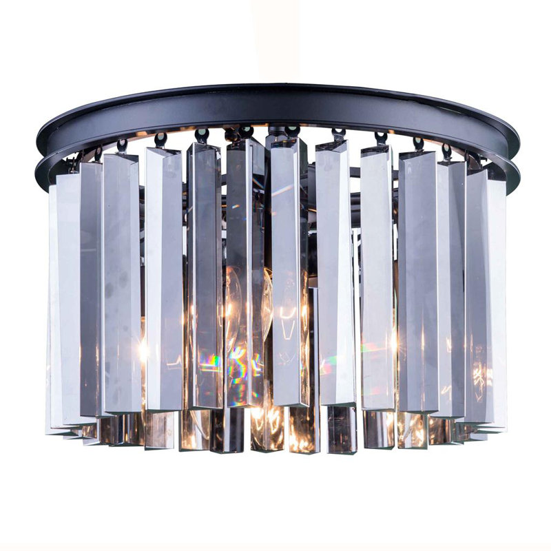 Yazmin Flush Mount, Mocha Brown, Silver Shade (Grey), 10.5" H x 16" W x 16" D