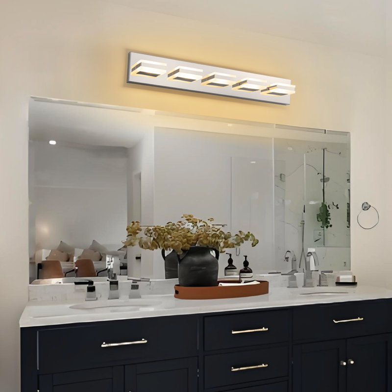 Lumière de meuble-lavabo à DEL en acier inoxydable 3000k, 5 Lights, 4.5" H x 29.75" W x 3.5" D