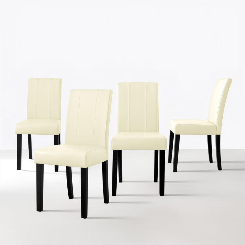 Mitman PU Leather Waterproof Dining Chair, Ivory, 4