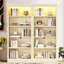 83 tablettes de rangement de 83 po de hauteur avec DEL à trois couleurs, tablettes réglables, beige et jaune, convenant à un ensemble de vidage de bibliothèque de décor de salon, trou de câble, 85,3 po de hauteur, différentes pièces jaunes