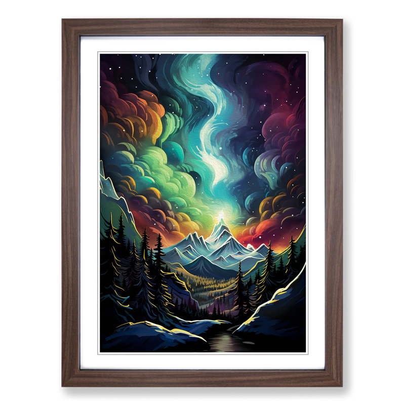 Single Picture Frame Print on Wood, Walnut Framed, 46cm H x 34cm W