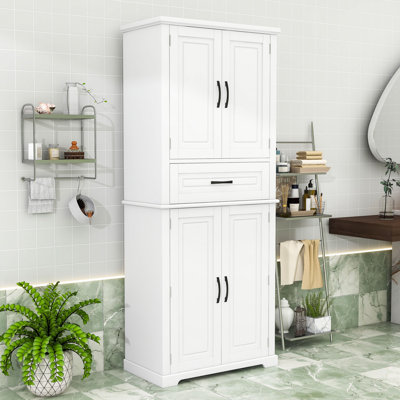 Modern Bathroom Storage Cabinet with Spacious Drawer, Adjustable Shelves and Anti-Tipping Safety