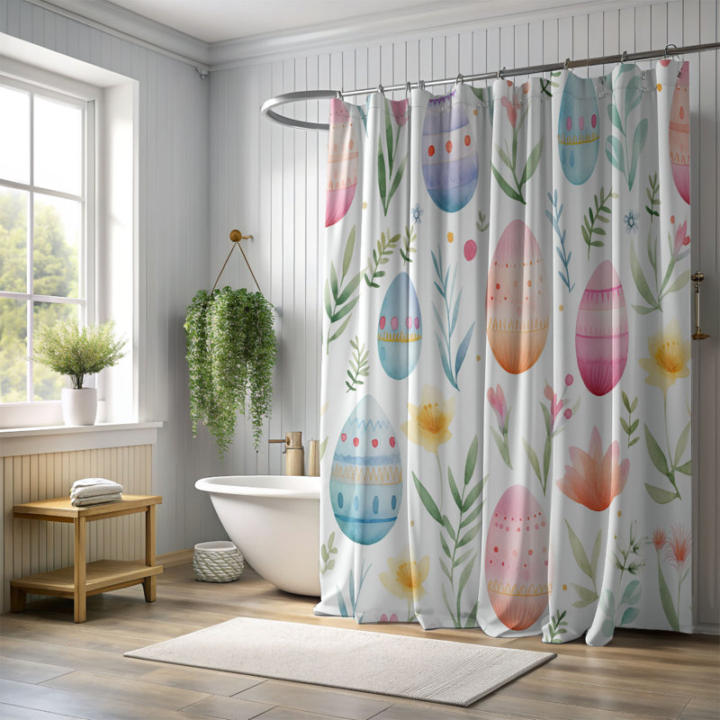 Easter Touch - 1 Piece Standard Shower Curtain, 74"H x 71"W