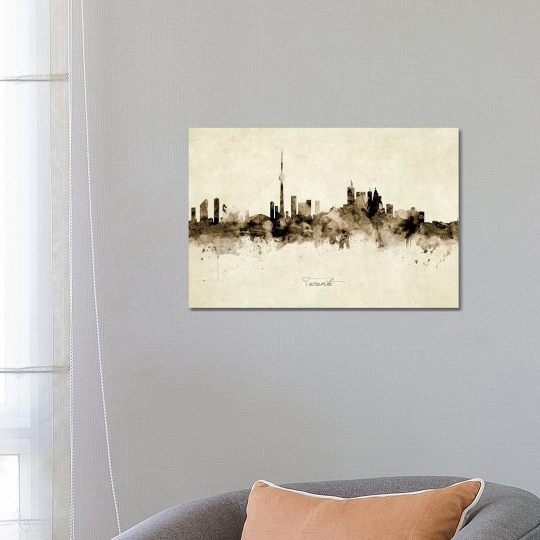 Toronto Canada Skyline by Michael Tompsett - Wrapped Canvas Painting