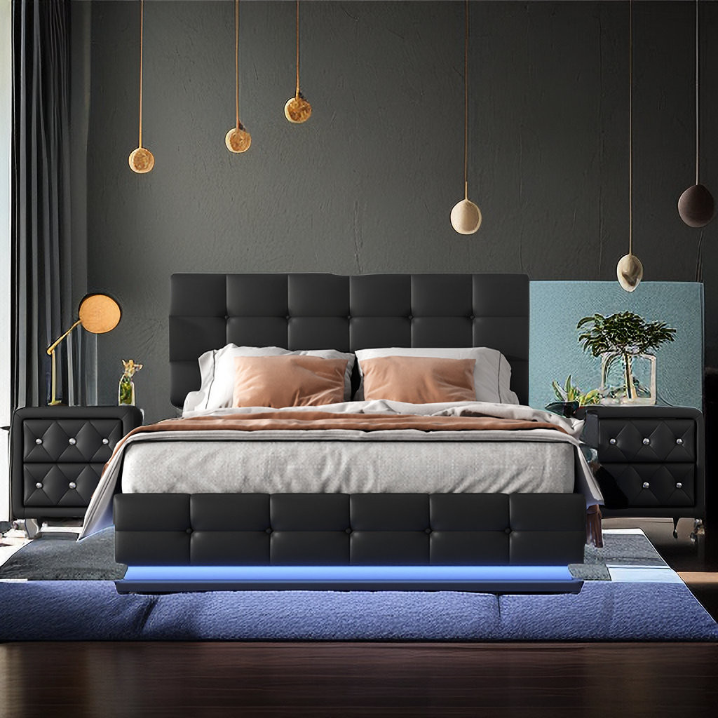 Ivy Bronx 3 Pieces Bedroom Sets Consists of Bed and 2 Nightstands Wayfair