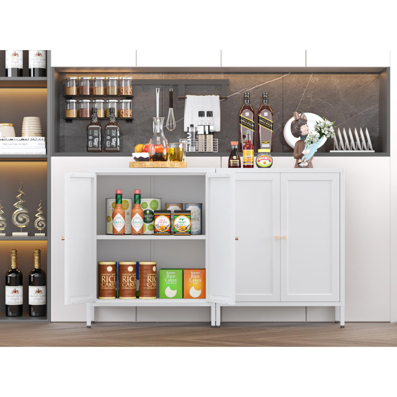 2 Door Metal Storage Side Buffet Cabinet For Bed Room,living Room,entryway,hallway,home,hotel,office,garage,kitchen,1 Removable Shelf.