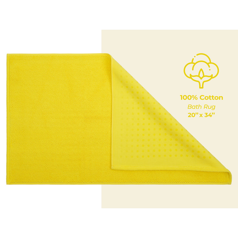 Tapis pour salle de bain 100% coton Chemung, L 20 po x L 34 po, Jaune