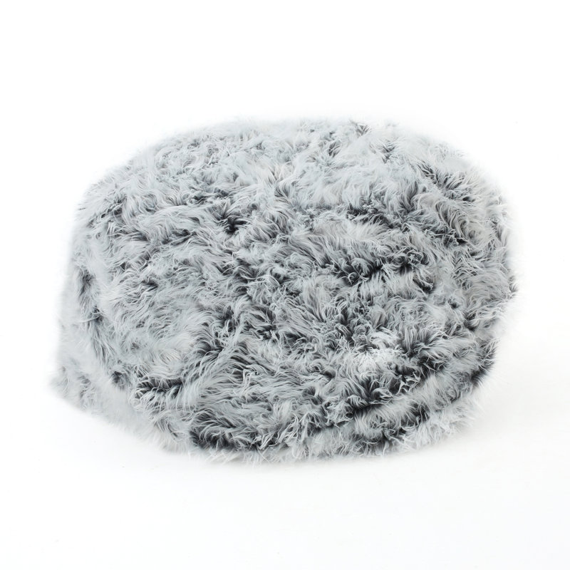 Similifourrure, Gris / fausse fourrure argentée, H 42 po x l 54 po x P 54 po
