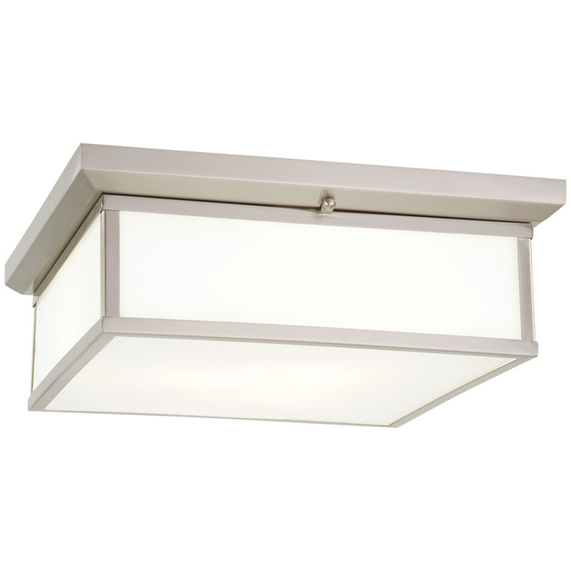 Plafonnier encastré rectangulaire simple 1 lumières Jenice, Chrome, H 6 po x l 16 po x P 16 po