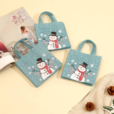 Sac-cadeau de Noël | Sac-cadeau imprimé et plastifié | Bleu glacier