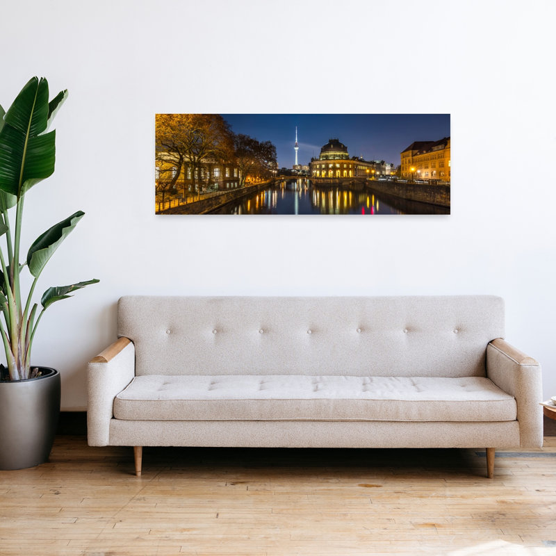 Art nocturne de la ville de Berlin, architecture contemporaine abstraite, H 16 po x l 48 po