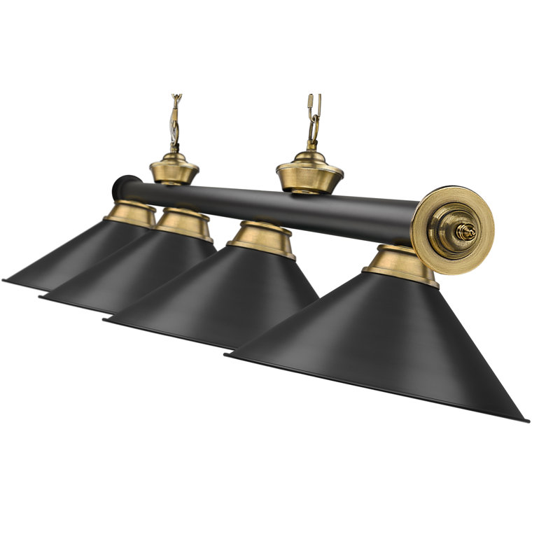Billard 4 lumières Annaleisa, Noir mat, Noir mat / laiton frotté