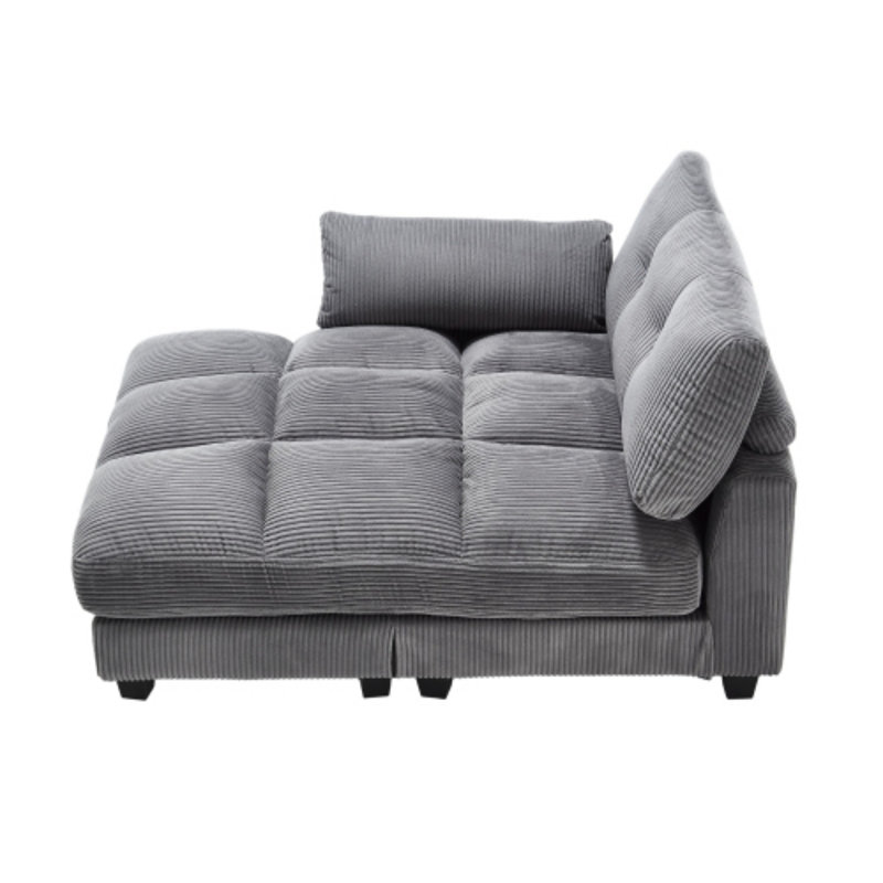 Upholstered Chaise Lounge, Gray