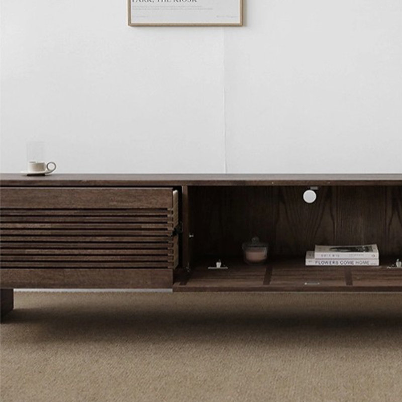 Meuble télé de luxe rétro, Bois brun foncé, 86.61"