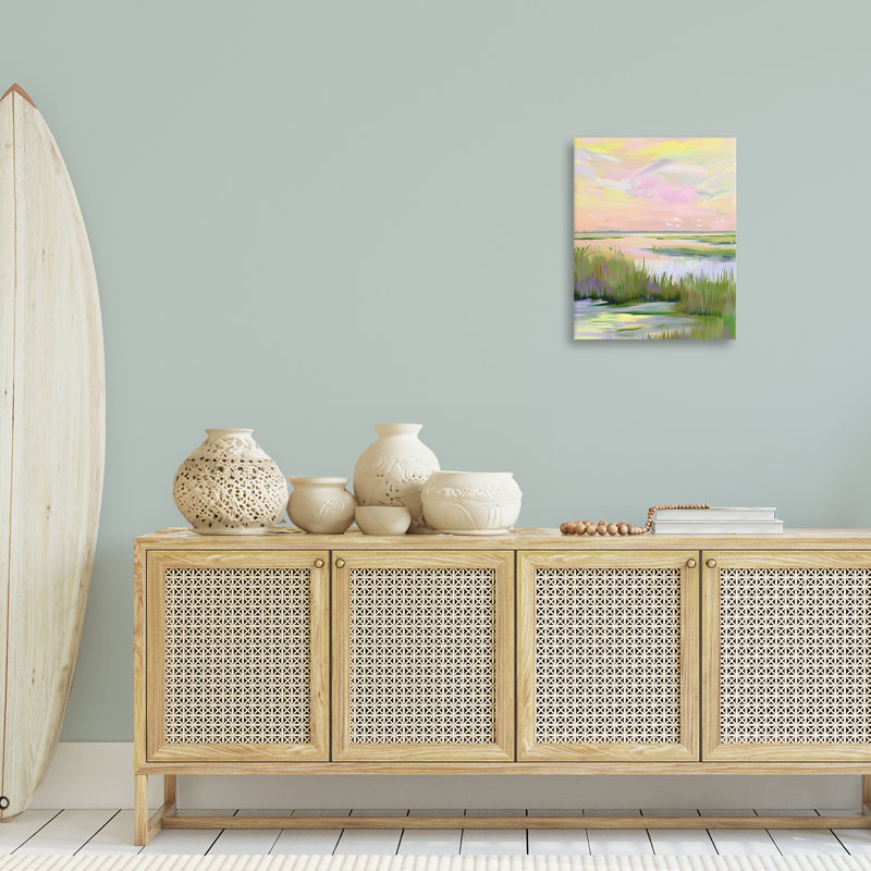 Toile douce au lever du soleil sur marais rose, design par Arlington Prints, 20" H x 16" W