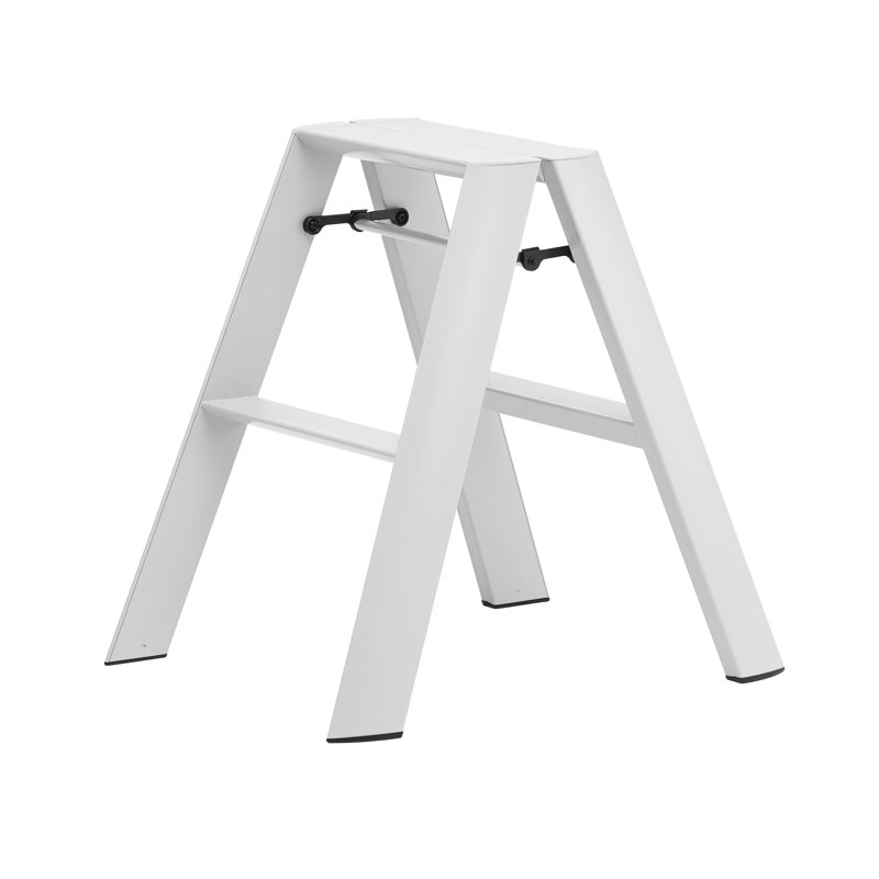 lucano 2 - Step Aluminum Lightweight Folding Ladder Step Stool, Crystal Gray