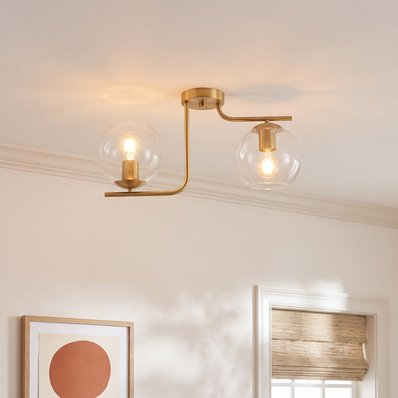 Bedonia Glass Semi Flush Mount, Brushed Gold