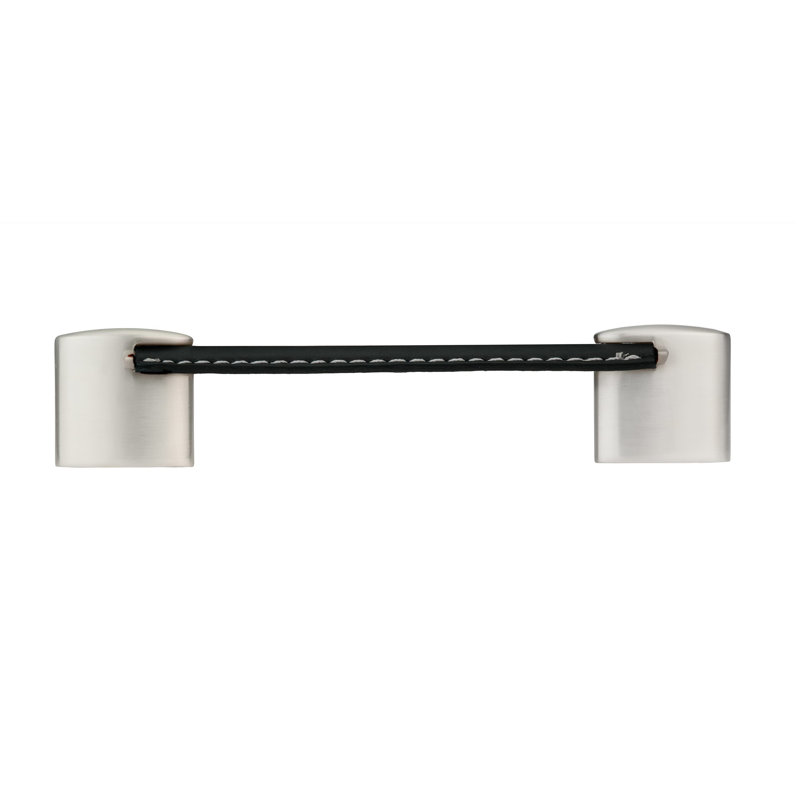 Poignée arche en cuir et métal 5 1/32 po Inspiration Contemporary, Noir / Nickel brossé