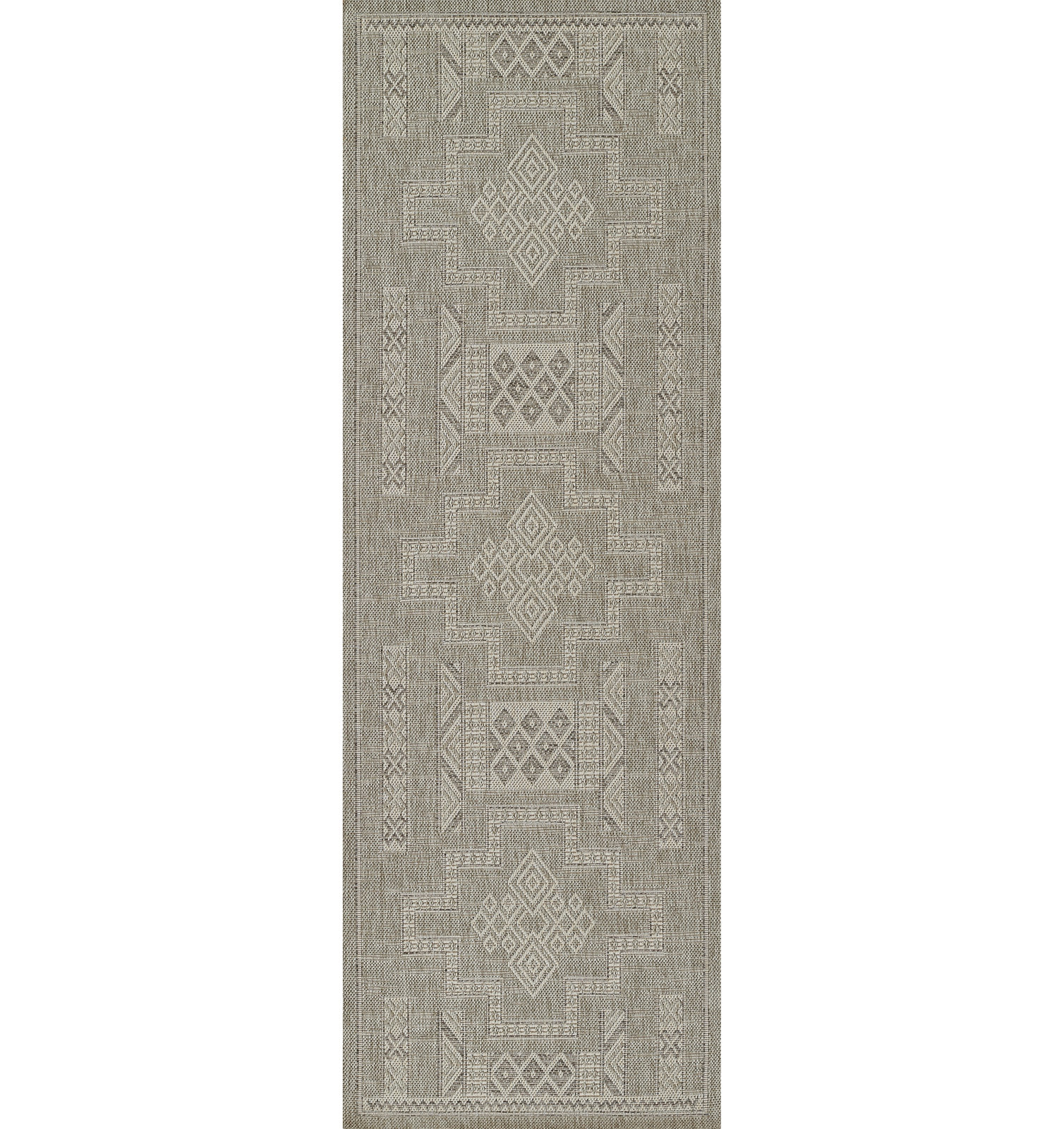 Pavia Gray Moroccan Outdoor Rug, Runner 2'7" x 7'6"