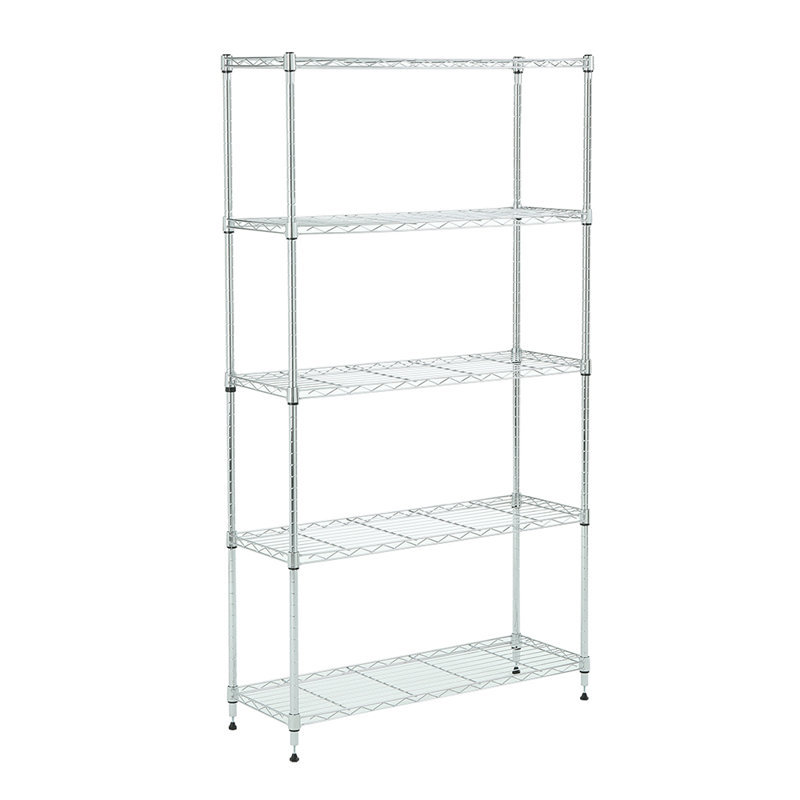 Étagère à 5 niveaux Jazmia, H 59 po x l 33,5 po x P 11,8 po, Chrome