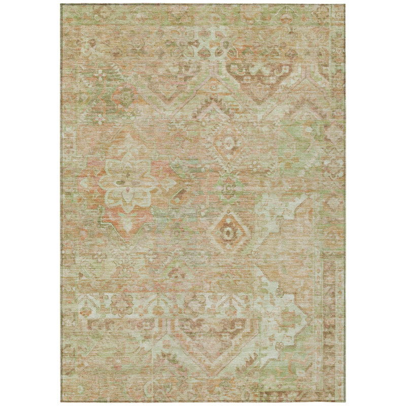 Aelain Orange Washable Indoor-Outdoor Rug - LOOMLAN, 10' x 14'