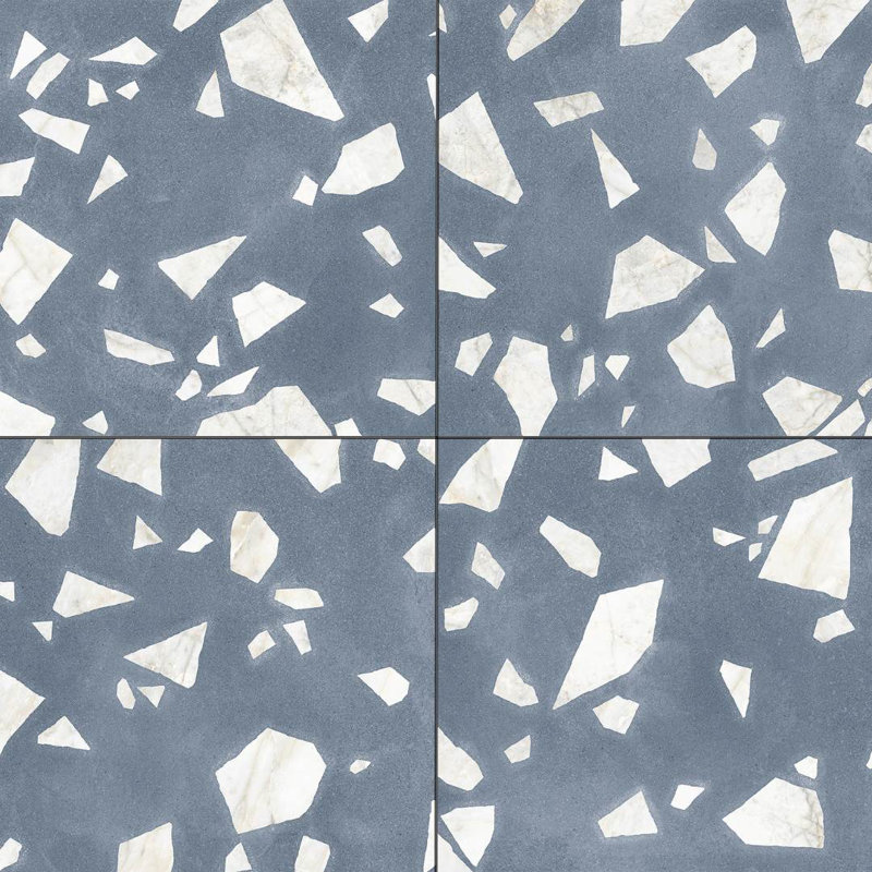 Terrazzo 2.0 24" x 24" Matte Porcelain Wall & Floor Tile, Rock Blue