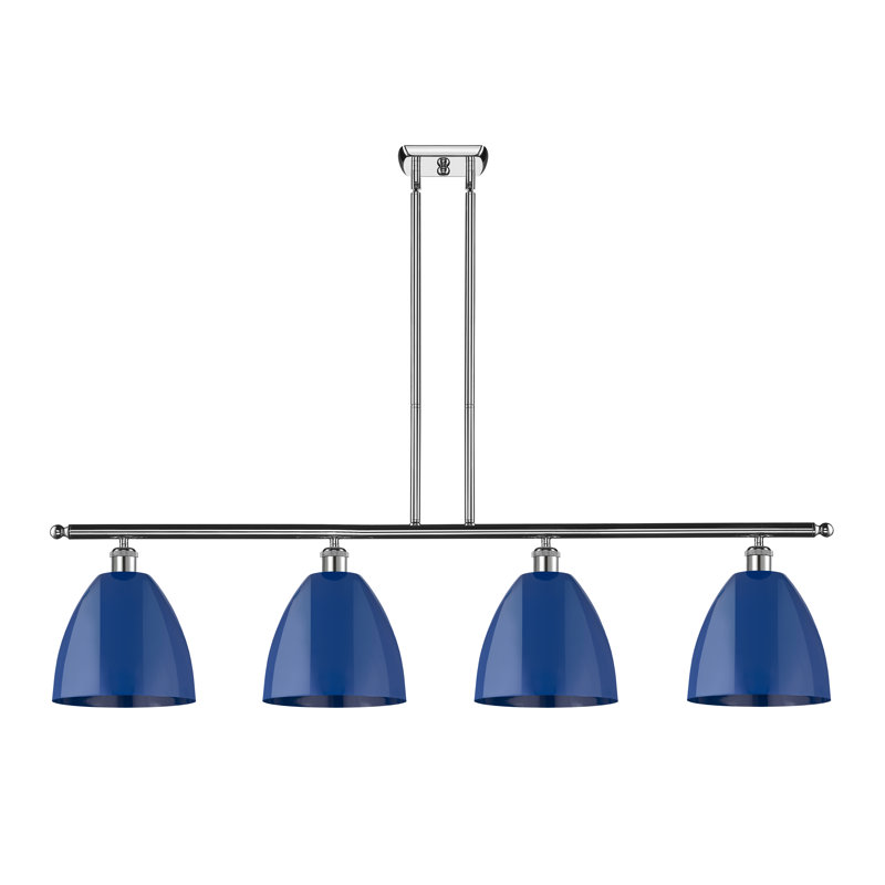 Lustre 4 lumières Plymouth Dome, Bleu, Chrome poli